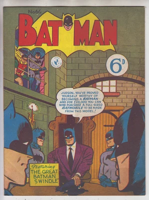 BATMAN # 66  -VF  K.G, MURRAY "THE GREAT BATMAN SWINDLE" # 66  UK PENCE  1955 - Image 1 of 2