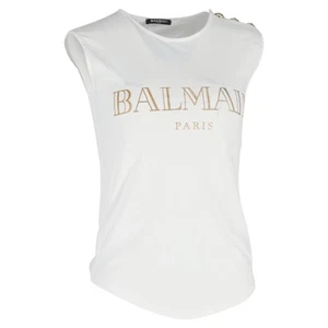 Balmain Logo Print Tank Top in White Cotton - Picture 1 of 6