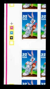 SCOTT #3137 - BUGS BUNNY HORIZ GUTTER PAIR - PERFS UP - Picture 1 of 3
