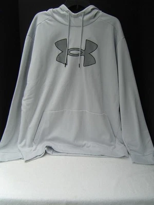 NEW MENS UNDER ARMOUR LIGHT GRAY LONG SLEEVE HOODIE W/LARGE BLACK LOGO 3XL - Image 1 of 4