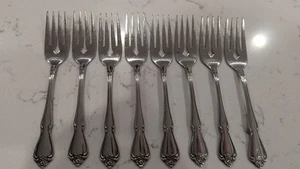8 x Oneida ARBOR ROSE Salad Forks Stainless TRUE ROSE Flatware USA - Picture 1 of 6