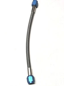 4AN 8" NITROUS OXIDE STAINLESS STEEL HOSE BLUE OR RED ENDS - Picture 1 of 2