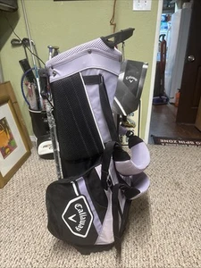 CALLAWAY CHEV ORG WOMEN'S CART BAG 4/WAY LADIES GOLF BAG PURPLE/BLACK NEW/ COVER - Picture 1 of 7