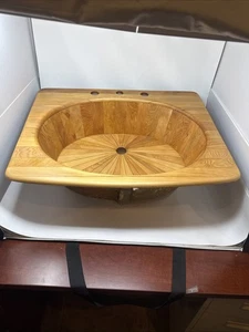 Teak Wood Sink 26"x20" Fine Handcrafted Wooden Bathroom or Kitchen Vanity Basin - Picture 1 of 14