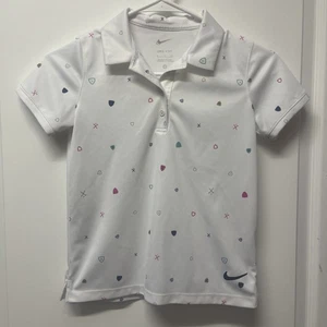 Girls Nike white print Dri Fit Golf Shirt Size S - Picture 1 of 11