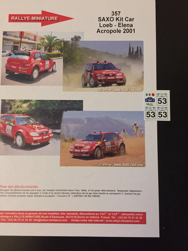 DECALS 1/43 CITROEN SAXO SEBASTIEN LOEB ACROPOLIS RALLY 2001 WRC RALLYE ACROPOLE - Photo 1/1