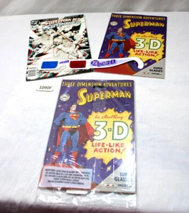 1998 SUPERMAN COMIC BOOKS RED/BLUE, 3 DIMENSION ADVENTURES 3-D LIFE LIKE BAGGED - Picture 1 of 2