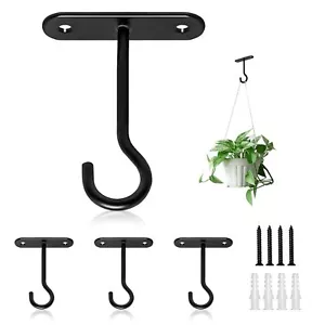4 Pack Ceiling/Wall Hooks for Hanging Plants Lanterns Bird Feeders Wind Chimes - Picture 1 of 9