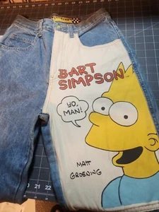 Bart The Simpsons 90er Jahre Denim Damenjeans Stickshift Kleidung 11/12 mit Etikett - Bild 1 von 12