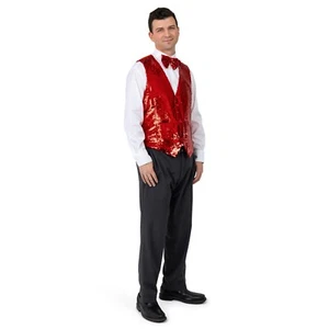 Dress Up America Sequin Vest with Bowtie - Sparkly Vest for Men - Picture 1 of 9