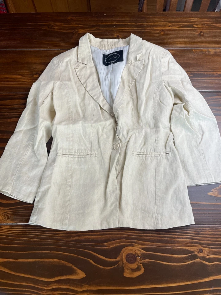 Abrigo Blazer Love Tree Para Mujer Talla Grande Crema Un Botón Cierre Bolsillos Foto 1 de 4
