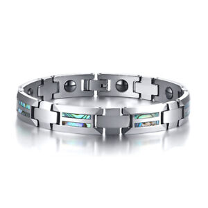 Tungsten Steel Black Gallstone Shell Bracelet Fashion Men's Magnetic Jewelry