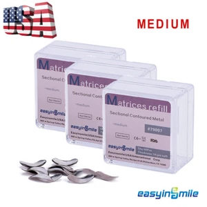 3 cajas de matrices metálicas dentales matriz seccional contorneado relleno medio 50 μm suave - Imagen 1 de 6