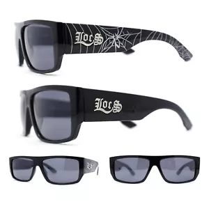 Locs Oversize Squared Rectangle Spider Web Arm Hardcore Cholo Sunglasses - Picture 1 of 9