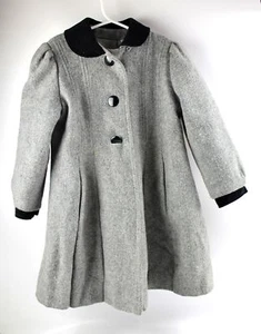 Rothschild Gray Wool Dress Coat Peter Pan Collar Princess Lines - Small 4 5 6 ?? - Picture 1 of 2