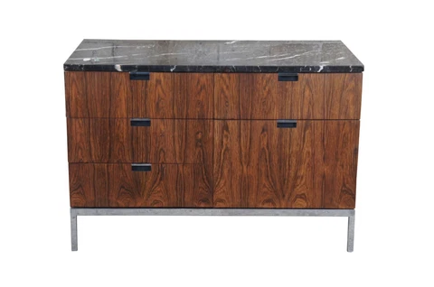 Florence Knoll Mid Century Modern Rosewood Marble Top Console Credenza Cabinet Cover