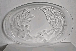 Glas Teller Platte 35 cm Oval Blumen Servier Obst Vintage Deko Kuchen - Bild 1 von 7