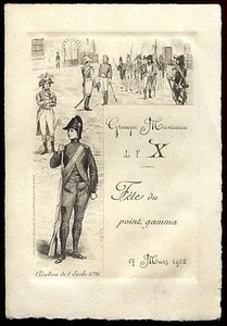 document ancien . groupe Manceau de l'X . Fête du point gamma . 1912. Eau-Forte - Picture 1 of 2