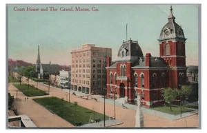 Courthouse and the Grand Hotel MACON GA Georgia Vintage Postcard - Picture 1 of 2