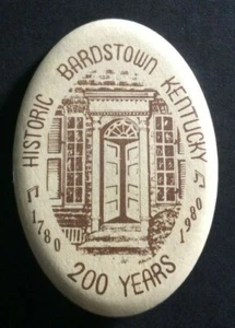 Historic Bardstown Kentucky 1980 200 Years Pinback Pin Button Vintage  - Imagen 1 de 2