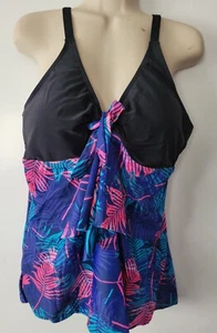 Tankini Swimsuits for Women Two Piece Bathing Suits Floral Print Tank Top sz xL - Picture 1 of 5