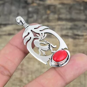Red Coral Gemstone Handmade 925 Sterling Silver Jewelry Pendant For Anniversary - Picture 1 of 4