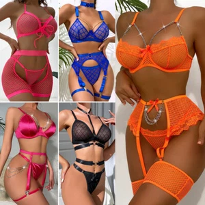 Conjunto de lencería de liga sexy para mujer ropa interior de cintura alta lencería babydoll de encaje EE. UU. - Imagen 1 de 103