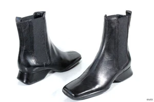 ANNE KLEIN black nappa leather flat ankle boots Shoes made in Italy 'Myst' - Picture 1 of 2