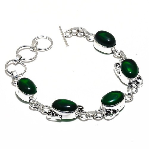 CHROME HEARTS Bracciale catena argento sterling 925 pietra preziosa diopside coroma naturale per ragazze