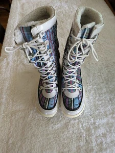 Coach Peggey C Signature Logo Fur Shearling Winter Boots Women's 7.5B White Q703 - Picture 1 of 11