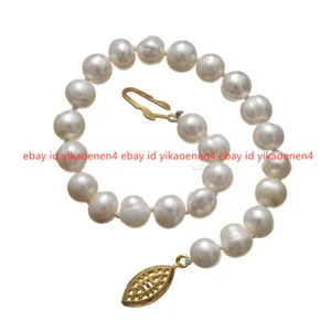Fashion 7-8mm White Freshwater Pearl Bracelet 7.5'' - Picture 1 of 12
