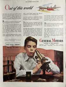 1945 General Motors Victory Business WW 2 Microscope Research Vintage Print Ad - Bild 1 von 1