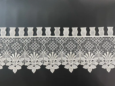 Cenefa de encaje macramé europea de colección crudo país francés 10" de ancho vendida a pie Foto 1 de 3