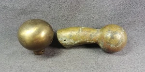 2 Brass Horse Harness Hame Ball Knob Top Cane Walking Stick End Antique Lot - Picture 1 of 14