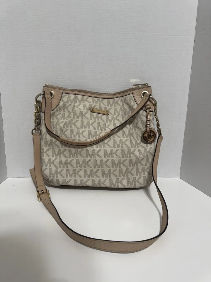 MICHAEL KORS Jet Set Vanilla Signature Logo Convertible Satchel HandBag - Image 1 of 4