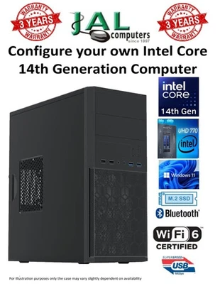 Intel Core 14th Gen i5 i7 i9 DDR5 PC Configure your own Win 11 Pro WiFi 6e/BT 5 - Image 1 of 4