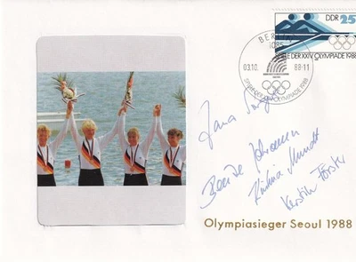 SA18j Germany DDR 1988 OG Seoul Original Signed Cover - Canoe, rowing team - Image 1 of 4