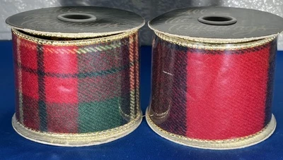Vintage All The Trimmings 2 1/2” X 8 Yds. Wire Edge Ribbon Plaid New - Image 1 of 4