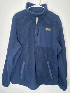 LL Bean Mountain Classic Windproof Fleece Quater Zip Jacket Blue Mens XL - Picture 1 of 6