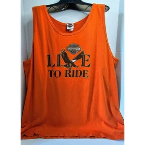 VTG Harley Davidson Live To Ride Tank Top Clinton Iowa Orange 3XL Sleeveless - Picture 1 of 6