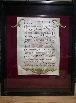 2 Antique 15th C Illuminated Vellum Manuscript, Gregorian Chant Choral Music - Image 1 of 4