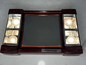 Vintage MCM Mirror- Go-Lightly w/ Magnifed Side Lighted Two Side USA Red - Picture 1 of 7