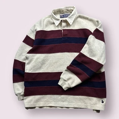 Camiseta deportiva de campo de rugby American Eagle vintage para hombre manga larga años 90 XL camisa a rayas Foto 1 de 4