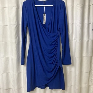 Vestido de cóctel acanalado azul real manga larga KILIG para mujer talla XL - Imagen 1 de 4