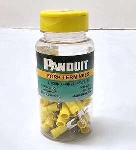 Qty 50 Panduit PV10-6LF-L ~ Locking Vinyl Insulated Fork Terminal 12-10 Awg #6 - Picture 1 of 3