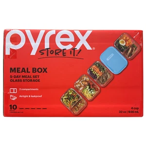 Pyrex Store It! Meal Box 5-Day Meal Set Glass Storage Containers, 10-Piece Set - Picture 1 of 3