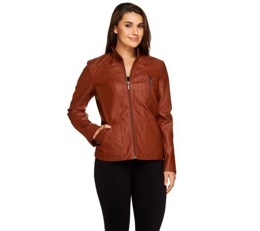 Susan Graver Faux Leather Zip Front Motorcycle Jacket Size S NWOT QVC 55.50 - Image 1 of 1