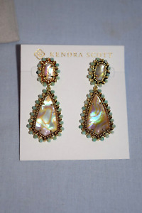 Kendra Scott beaded camry statemnent earrings gold iridescent mix new with tags