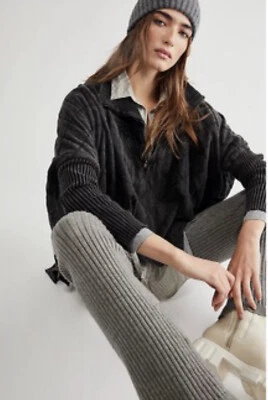  Sudadera acolchada Free People Shiloh Pullover Cremallera Columpio HiLo Lavado Negra XS NUEVA Foto 1 de 3