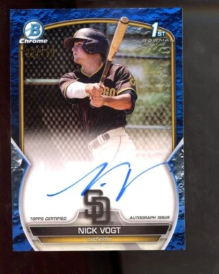 2023 Bowman Chrome Prospect Blue Lunar Crater Refractor /150 Nick Vogt Auto - Image 1 of 2